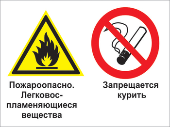 Кз 23 пожароопасно - легковоспламеняющиеся вещества. запрещается курить. (пленка, 600х400 мм) - Знаки безопасности - Комбинированные знаки безопасности - Магазин охраны труда ohranatruda-shop.ru
